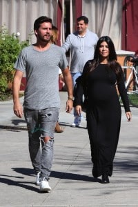 Pregnant Kourtney Kardashian at lunch with partner Scott Disick in LA