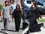 Pregnant Kourtney Kardashian at lunch with partner Scott Disick in Los Angeles