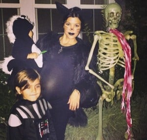 Pregnant Kourtney Kardashian with kids Mason and Penelope out for Halloween