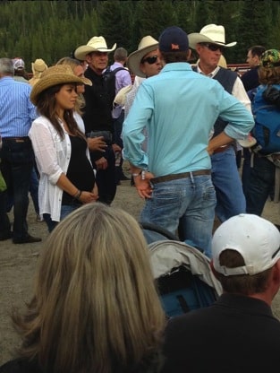 Pregnant Mila Kunis at the rodeo in Montana
