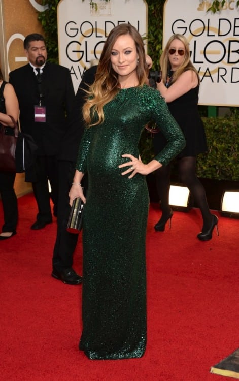 Pregnant Olivia Wilde at the 71st annual Golden Globe Awards