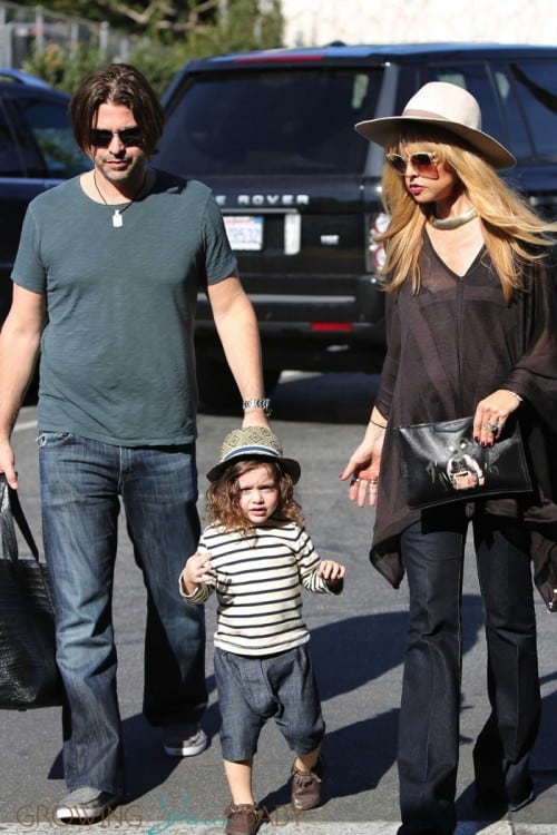 Pregnant Rachel Zoe and husband Roger with their son Skyler Berman at the Brentwood Farmer's Market