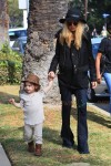 Pregnant Rachel Zoe with son Skyler Berman at Mr