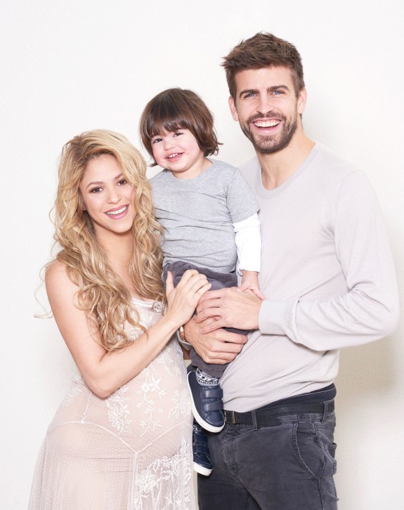 Pregnant Shakira with husband Girard Pique and son Milan for UNICEF