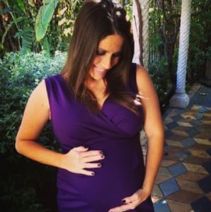 Pregnant Soleil Moon Frye in Liz Lange dress
