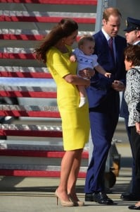 Prince William, Catherine and their son Prince George disembark at Sydney airport