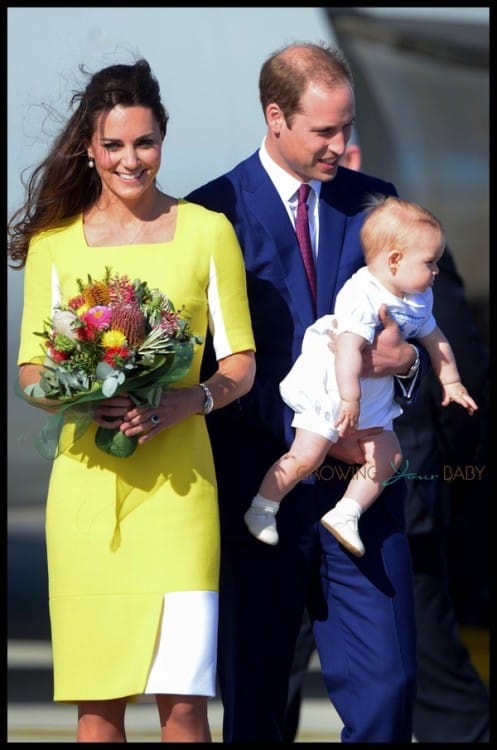 Prince William, Catherine & their son Prince George disembark at Sydney airport