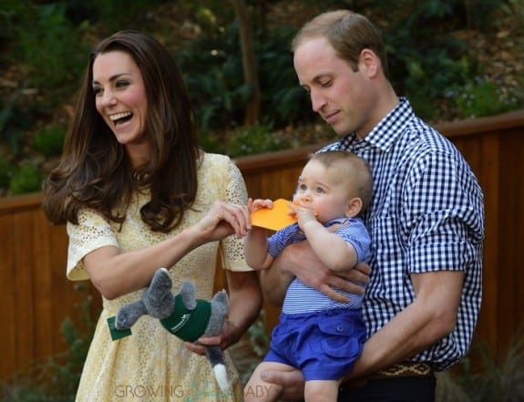 Prince William, Catherine with their son Prince George in the Bilby Enclosure at Taronga Zoo