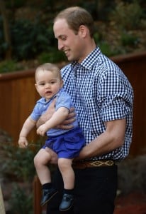 Prince William with  son Prince George in the Bilby Enclosure at Taronga Zoo