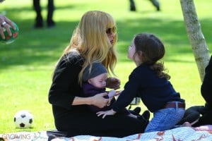 Rachel Zoe at the park with her sons Skyler and Kaius