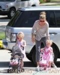 Eric Dane gets a visit from wife Rebecca Gayheart and their daughters Billie and Georgia, during a training session at a Los Angeles park