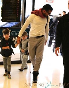 Ricky Martin departs Sydney Airport with his two sons