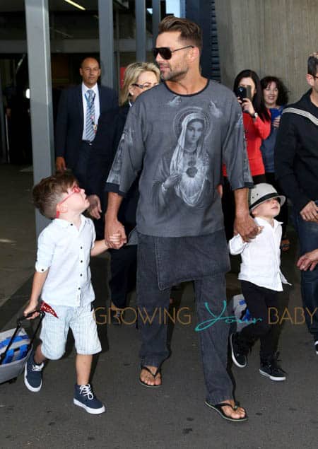 Ricky Martin & Sons Arrive Into Sydney Airport
