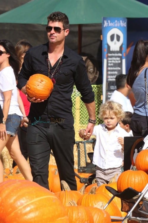 Robin Thicke and son Julian at Mr. Bones Pumpkin Patch