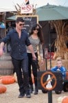 Robin Thicke and wife Paula Patton explore Mr Bones Pumpkin Patch with their son Julian in Beverly Hills