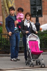 Ron Livingston and Rosemarie DeWitt take daughter Gracie for a stroll through Soho