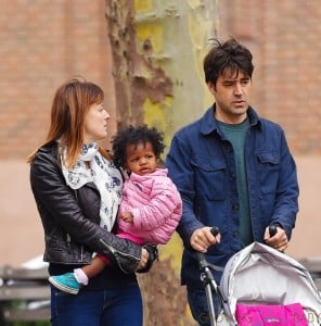 Ron Livingston and Rosemarie DeWitt take daughter Gracie for a stroll through Soho