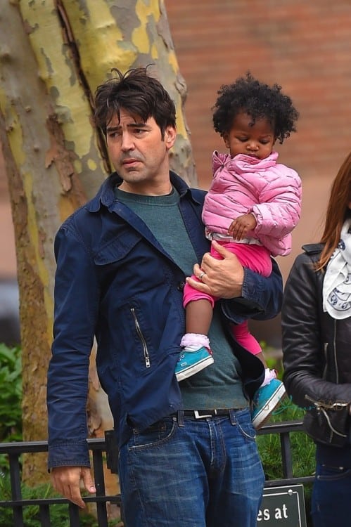 Ron Livingston takes daughter Gracie for a stroll through Soho