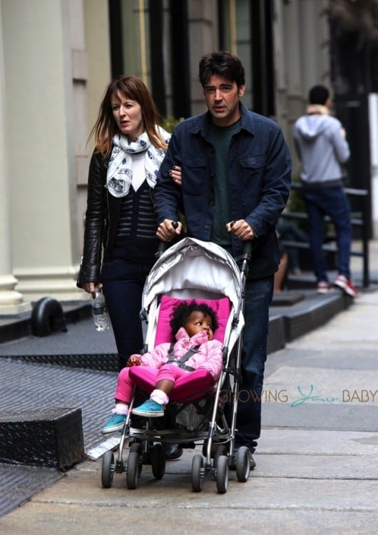 Ron livingston with wife Rosemarie Dewitt out in SoHo with their daughter Gracie