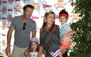 Scott Foley and Marika Dominczyk with kids Malina and Keller at Disney Junior's "Pirate and Princess Power of Doing Good" tour