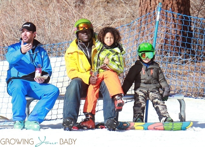 Seal and his kids Leni and Henry hang out at Mammoth Mountain Ski Resort