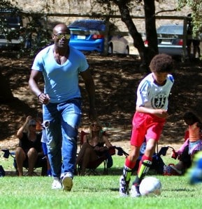 Seal with his son Henry at the park