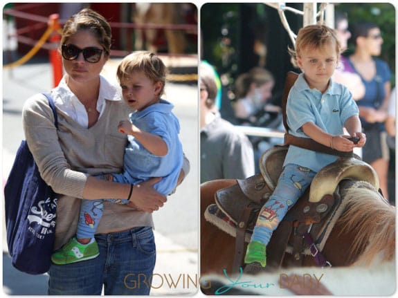 Selma Blair at the farmer's market with her son Arthur