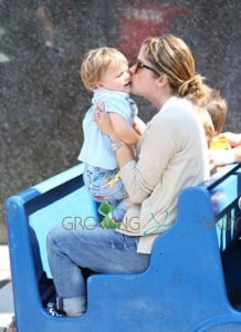 Actress Selma Blair takes her son Arthur to the Farmers Market in Pacific Palisades, Los Angeles