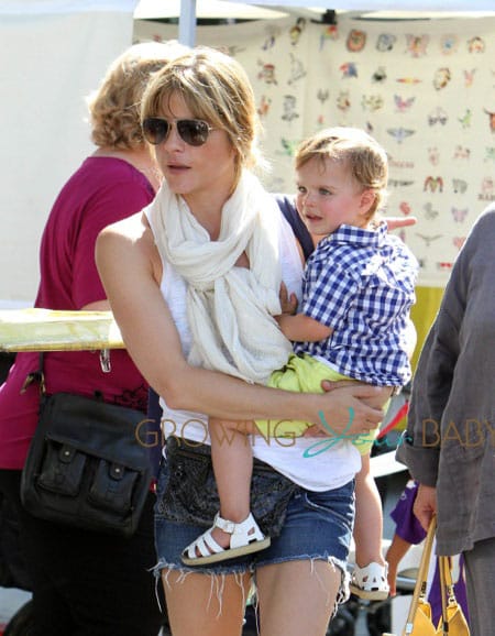 Selma Blair and Son Go to the Farmer's Market