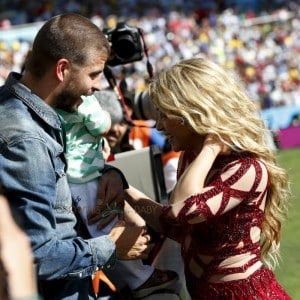 Shakira with husband Gerard Pique @ FIFA 2014 World Cup Finale with son MIlan t