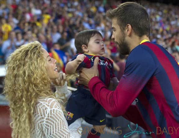 Shakira and baby son cheer on dad