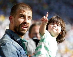 Shakira's husband Gerard Pique at FIFA 2014 World Cup Finale with son MIlan