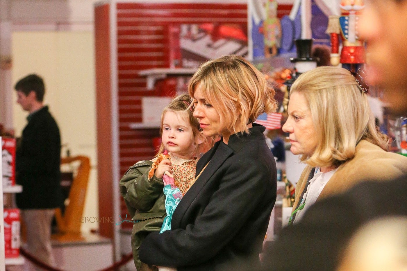 Sienna Miller takes her daughter Marlowe for a day of fun at FAO Schwarz in New York City