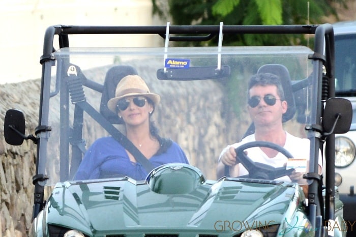 Simon Cowell & a very pregnant Lauren Silverman drive a dune buggy Saint Barts