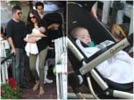 Simon Cowell and Lauren Silverman have lunch with little Eric at The Ivy
