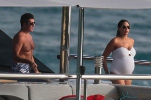 Simon Cowell and a very pregnant Lauren Silverman on a Yacht in Saint Barts