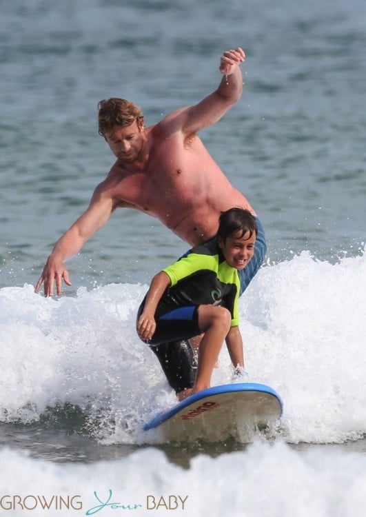 Simon and Jack Baker at the beach in Sydney