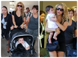 Singer Shakira with son Milan at the airport