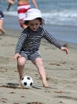 Skyler Berman at the beach with the Rossdale boys