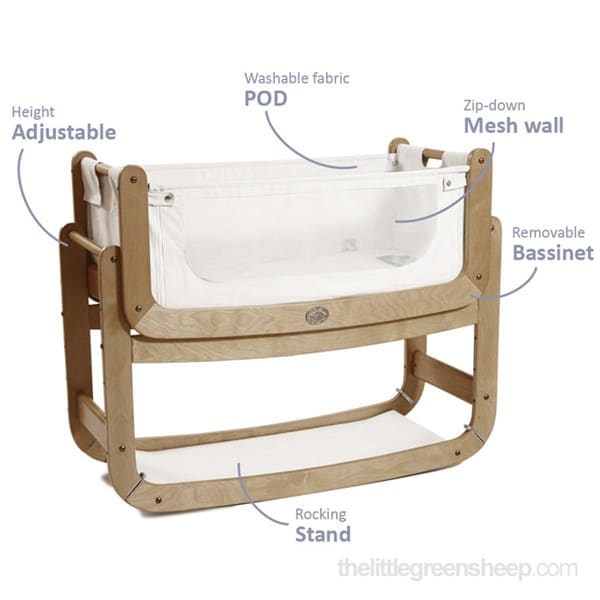 SnuzPod's 3 in 1 Bedside Crib - features