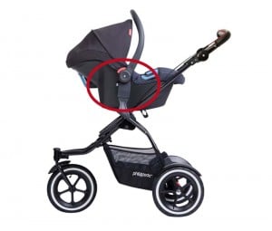Stroller with recalled phil&teds infant seat adapters on it