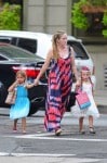 Tabitha & Marion Broderick out with their nanny in NYC