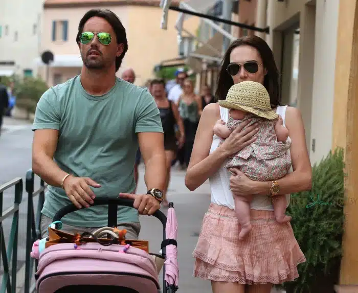 Tamara Ecclestone, Jay Rutland and daughter Sophia step out in St