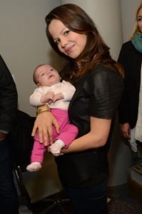 Tammin Sursok with daughter Phoenix at Secret Santa Workshop