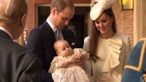 The Duke and Duchess of Cambridge with their son Prince george before his Christening