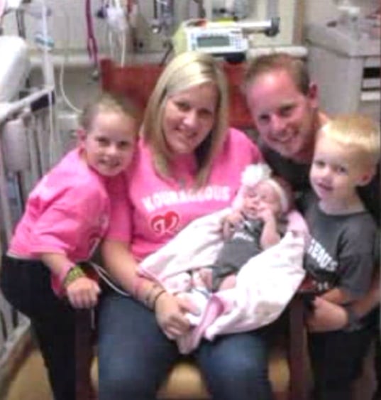 The VandeWerken family after baby Kaysen's surgery