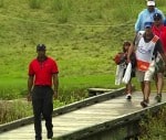 Tiger Woods with his daughter Sam at the Deutsche Bank Championship