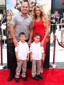 Tito Ortiz with girlfriend Amber Nichole Miller and his boys Jesse and Journey at At Boxtrolls Premiere