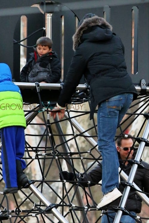 Tom Brady and son Benjamin at the park in Boston