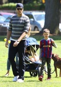 Tom Brady at the park with sons Ben and John